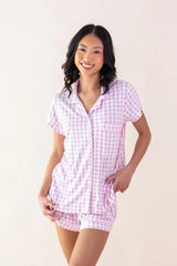 Women's Short Sleeve Pajama Set in Gingham Thistle