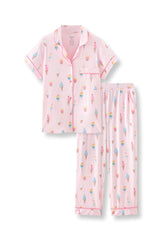 Women's Short Sleeve Cropped Pajama Set in Sakura Ice Cream