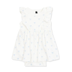 Pointelle Bodysuit Dress in Sweet Blue Bow