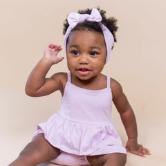 Spaghetti Strap Ruffle Romper in Thistle