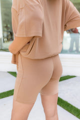 Women’s Biker Short Set in Latte