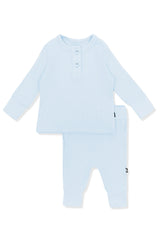 Ribbed Infant Henley Set in Breeze