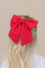 Large Alligator Clip Bow in Cardinal
