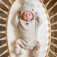 Chunky Cable Knit Beanie in Oat