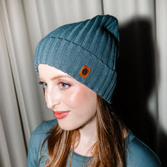 Chunky Knit Adult Ribbed Beanie in Atlantic