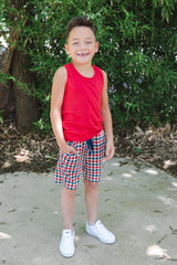 Drawstring Short in Patriotic Gingham