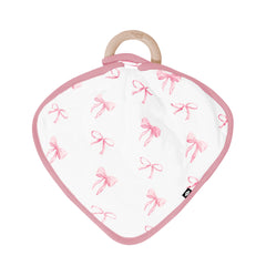 Lovey in Bow with Removable Wooden Teething Ring