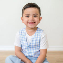 Tuxedo Vest in Gingham Breeze