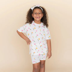 Toddler Biker Short Set in Tulip