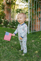 Zippered Romper in Patriotic Goose