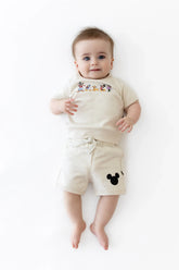 Short Sleeve Jogger Set in Mickey and Friends on Ecru