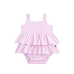 Spaghetti Strap Ruffle Romper in Thistle