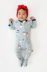 Zippered Footie in Patriotic Goose