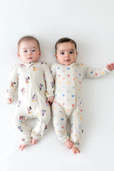 Zippered Romper in Pastel Mickey Mouse