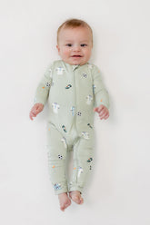 Zippered Romper in Soccer