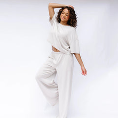Women's Wide Leg Pant Set in Oat