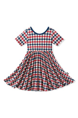 Twirl Dress in Patriotic Gingham