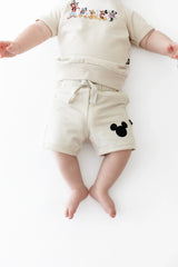 Short Sleeve Jogger Set in Mickey and Friends on Ecru