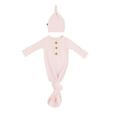 Ribbed Knotted Gown with Hat Set in Blush