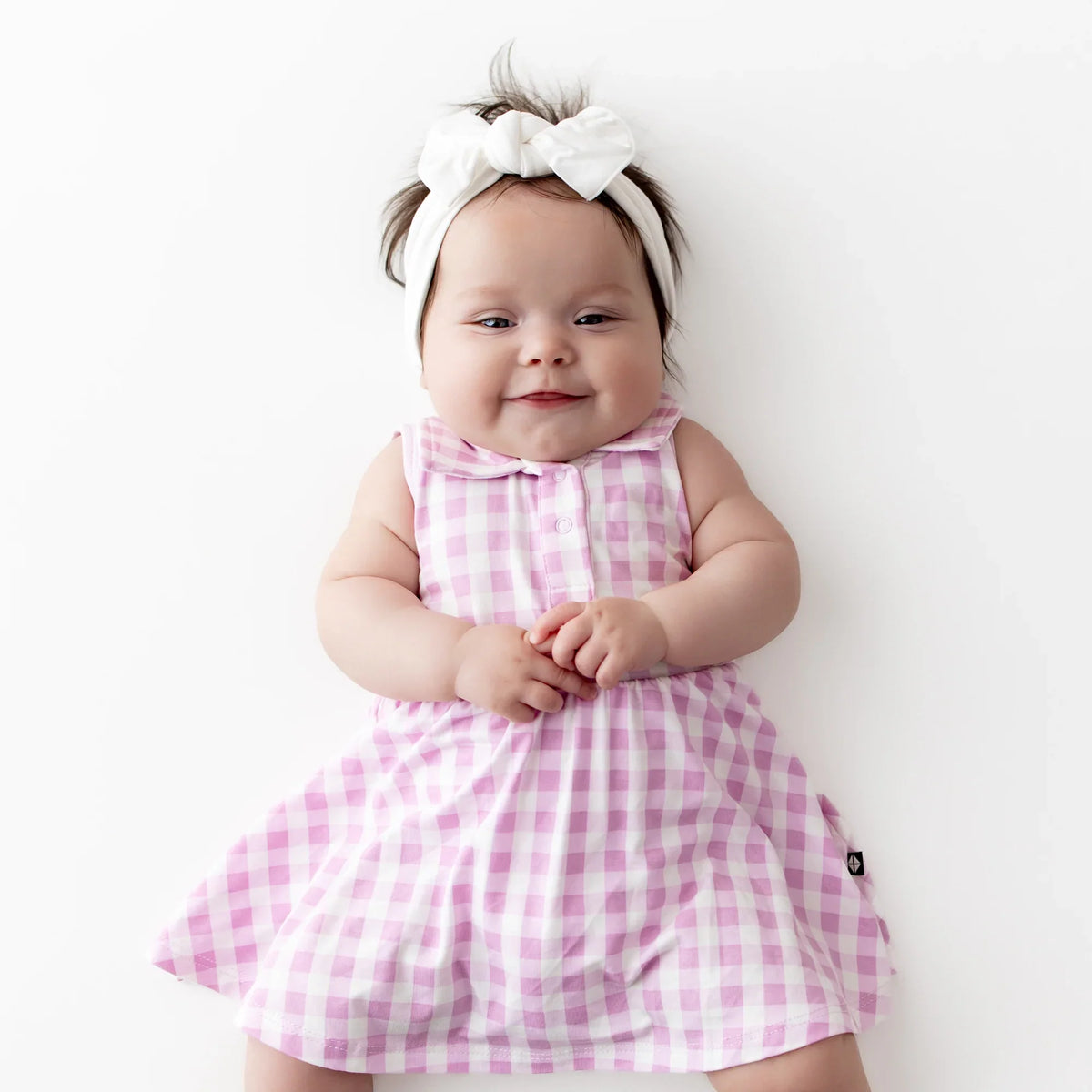 Polo Bodysuit Dress in Gingham Thistle
