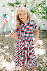 Twirl Dress in Patriotic Gingham