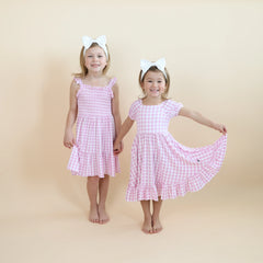 Smocked Dress in Gingham Thistle