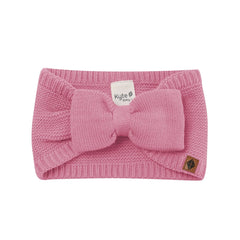 Chunky Knit Adult Bow Headband in Apple Blossom