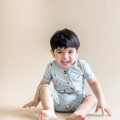 Zipper Shortall Romper in Mallard Duck