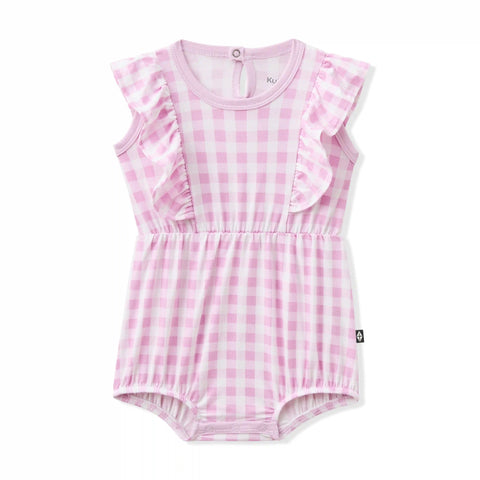 Bubble Romper in Gingham Thistle
