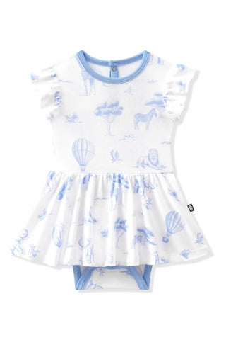 Twirl Bodysuit Dress in Toile Safari
