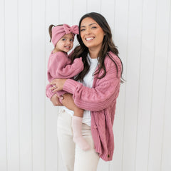 Chunky Knit Romper in Apple Blossom