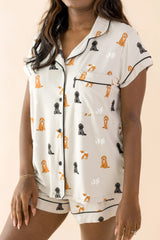 Women's Short Sleeve Pajama Set in Fluffy Dog