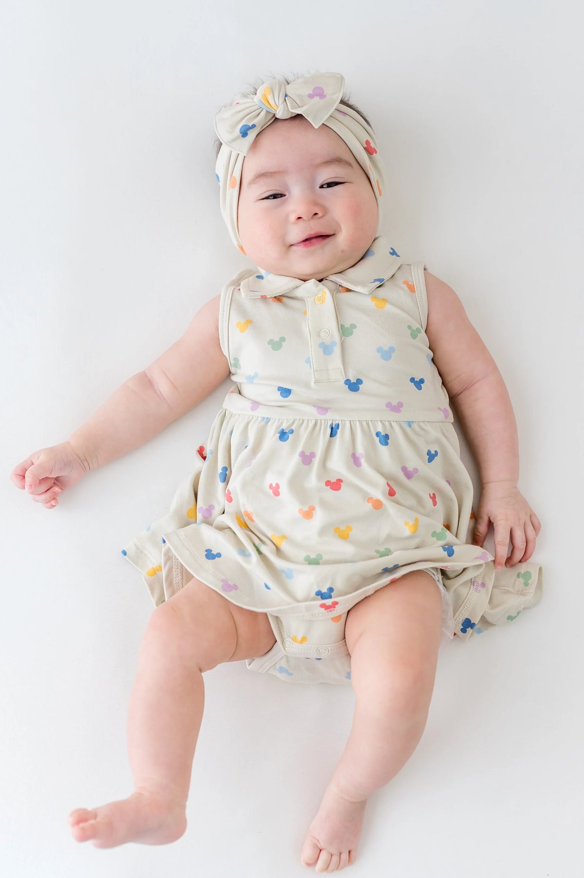 Polo Bodysuit Dress in Pastel Mickey Mouse