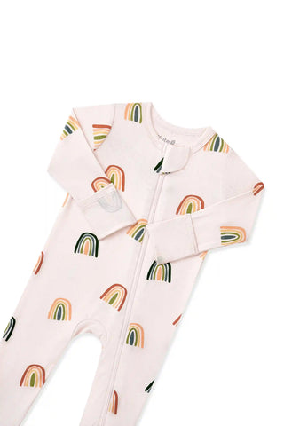 Zippered Romper in Retro Rainbow
