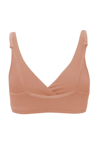 Women's Cross Front Bralette in Latte