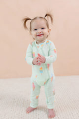 Zippered Romper in Mint Ice Cream