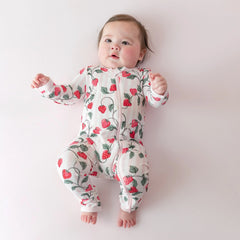 Zippered Romper in Strawberry Fields