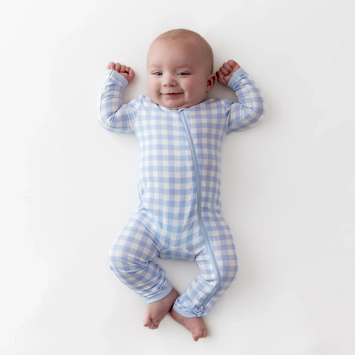 Zippered Romper in Gingham Breeze