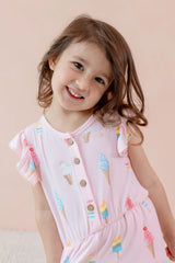 Flutter Sleeve Romper in Sakura Ice Cream