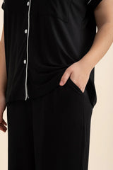 Women's Short Sleeve Cropped Pajama Set in Midnight