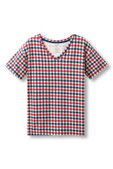 Women's Relaxed Fit V-Neck in Patriotic Gingham