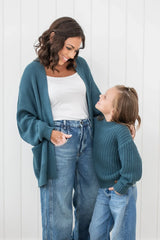 Chunky Knit Women's Oversized Cardigan in Atlantic