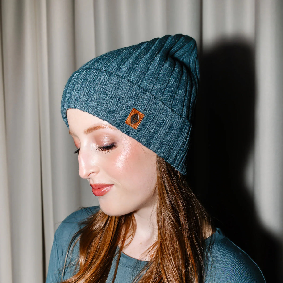 Chunky Knit Adult Ribbed Beanie in Atlantic
