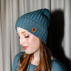 Chunky Knit Adult Ribbed Beanie in Atlantic