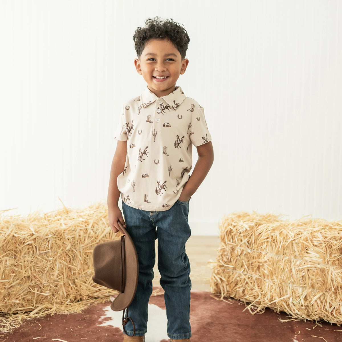 Toddler Short Sleeve Polo in Classic Cowboy