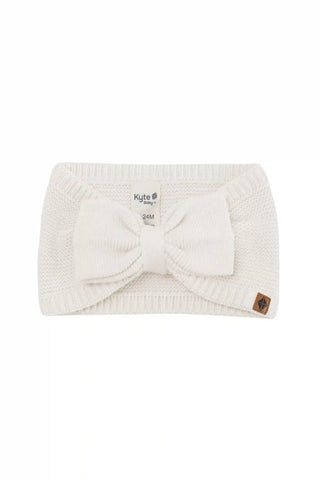 Chunky Knit Bow Headband in Oat