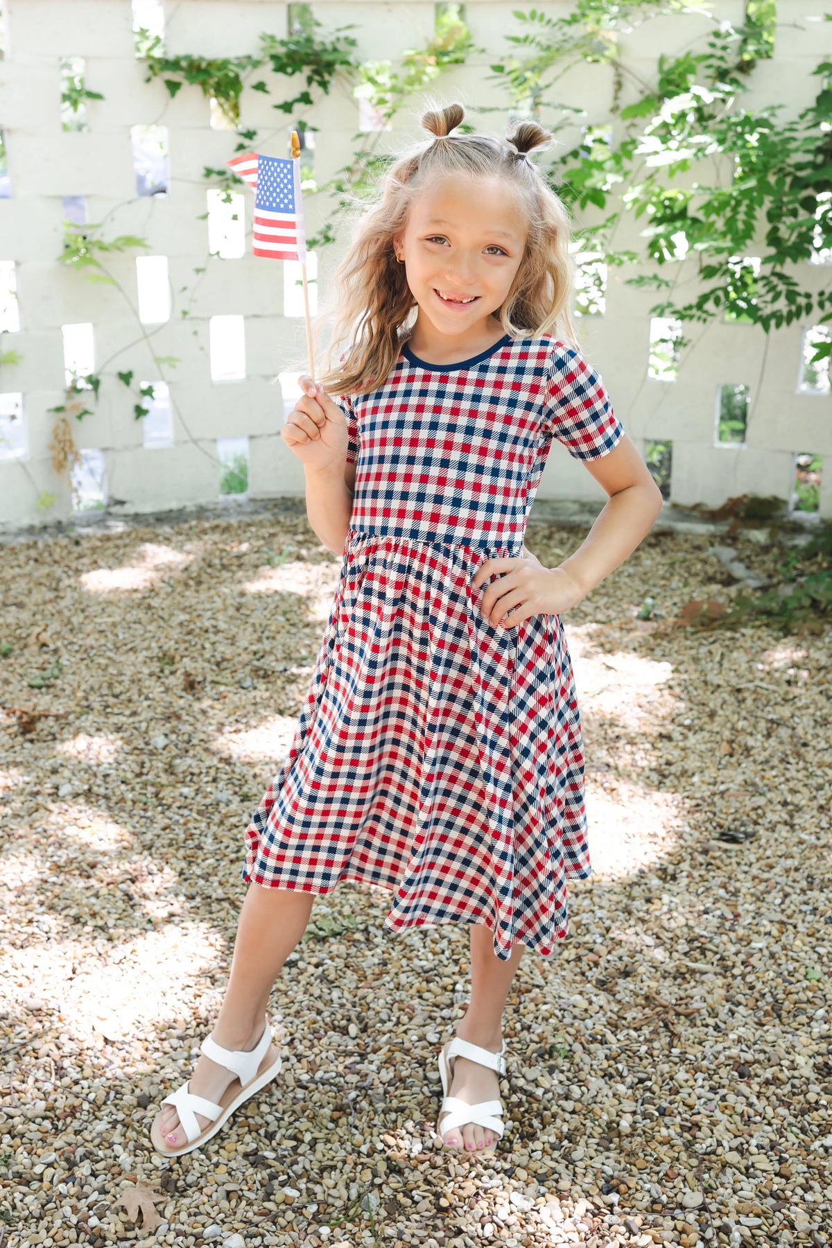 Twirl Dress in Patriotic Gingham