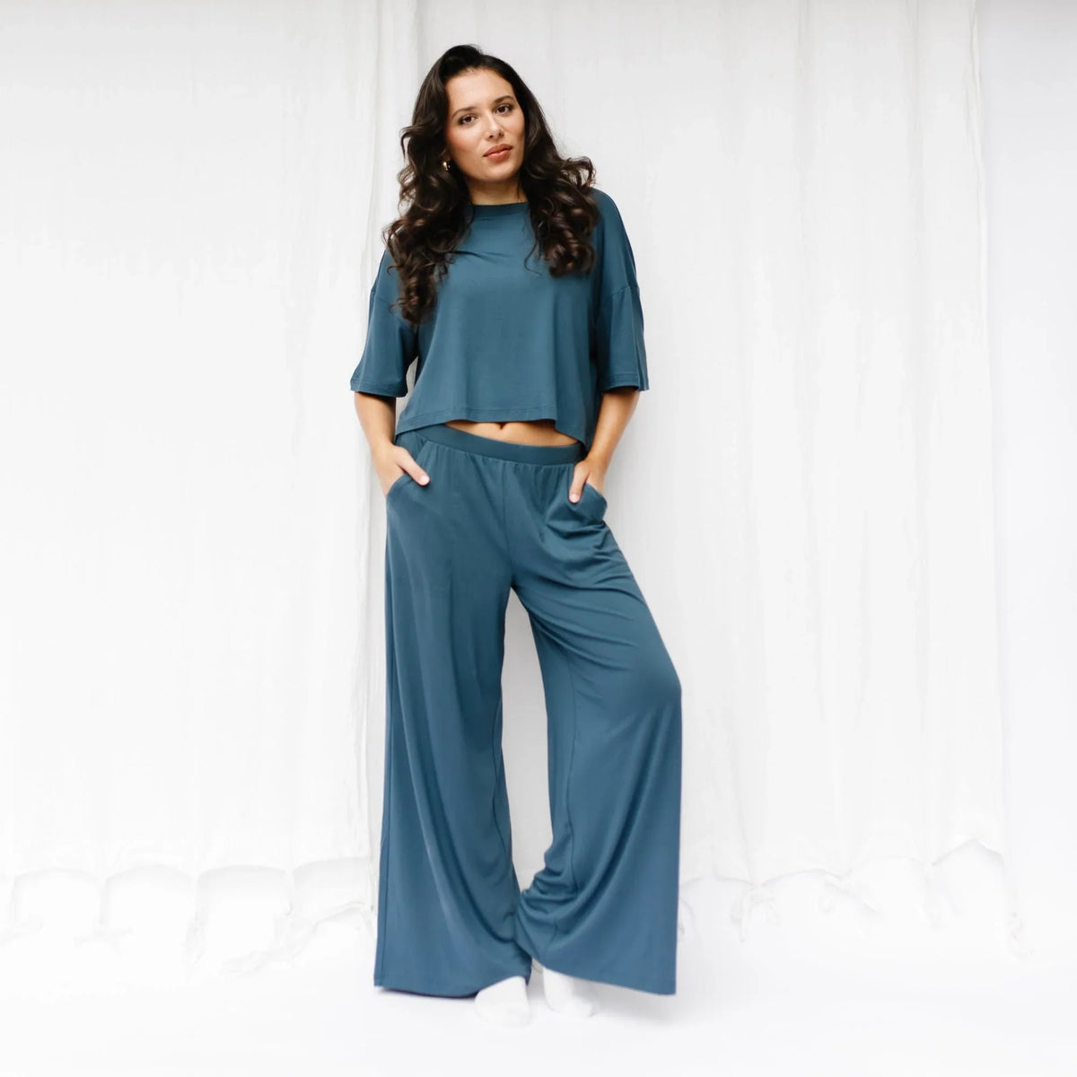 Women's Wide Leg Pant Set in Atlantic