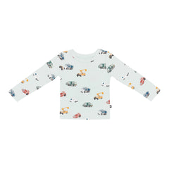 Long Sleeve Toddler Crew Neck Tee in City Vehicles