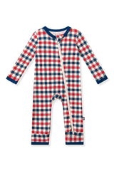 Zippered Romper in Patriotic Gingham